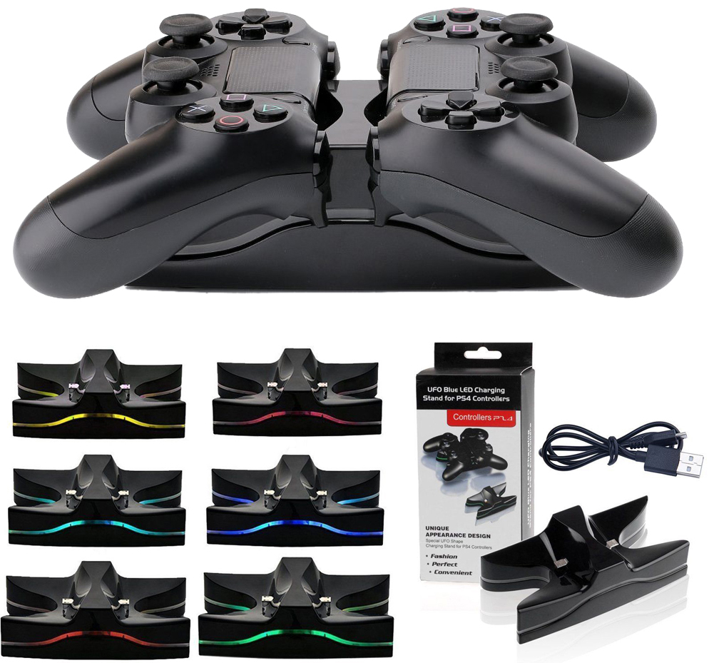 Charging Dock LED Gamepad PS4 2 Slot - Black 